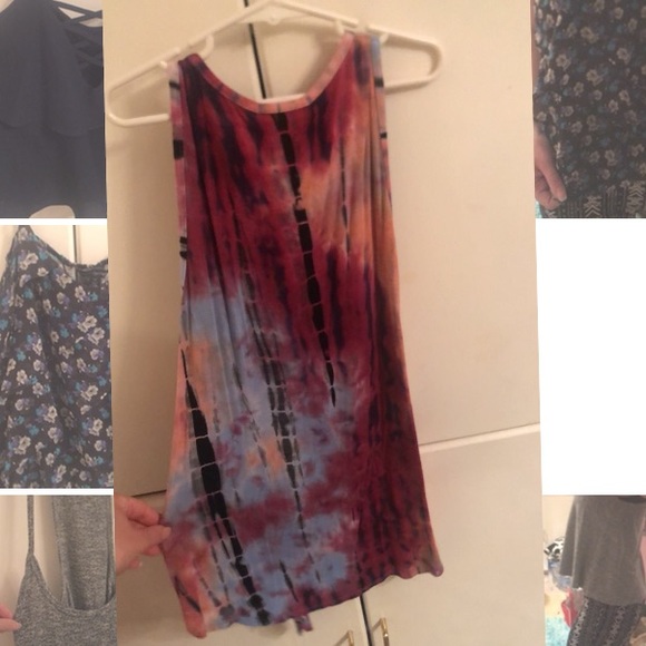 Front tying tie-dye multicolor tank top - Picture 2 of 2